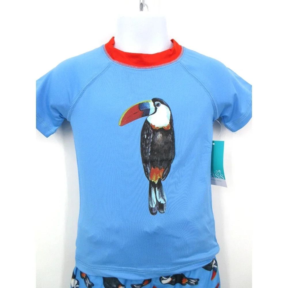 UPF 50+ OUTDOOR OASIS SWIM TRUNKS WITH RASH GUARD Infant Boy‎ 18 Mo Blue Parrot